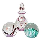 A Selkirk glass scent bottle and stopper, in tones of purple and burgundy, limited edition 34/150, c