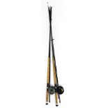 Two Daiwa whiskey salmon fly rods, three piece 15ft, #9-11, WF98-15, and a JW Young and Sons Limited