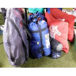 A Vango Dart DS 200 two person tent, various sleeping bags, Regatta mens jacket size xxl, etc. (a qu