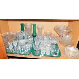Various glassware, to include drinking glasses, four sectional bowl, pedestal bowl, 25cm high, a pai