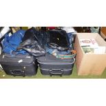 Various suitcases, weekend bags, books, mainly biographies, autobiographies, etc., to include Alex F