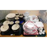 A Johnson Brothers Meadow Pattern part breakfast service, other part dinner wares, etc. (4 trays)