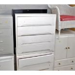 A group of furniture, to include a pair of white painted four drawer chests, a painted Lloyd Loom st