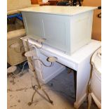 Withdrawn Pre Sale by vendor. A group of furniture, comprising a painted desk with three drawers to