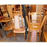 A group of furniture, to include a three tier corner stand, 74cm high, four dining chairs, ironing b