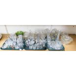 Various glassware, to include a carnival glass bowl, various drinking glasses, glass baskets, part d