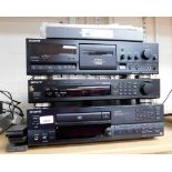 A Sony compact disc player, CDP-X339ES, a stereo fm/am tuner and a stereo cassette deck, with variou