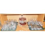 A quantity of glassware, to include various drinking glasses, decanter and glass set, pint glasses,