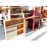 A group of furniture, to include an office desk, office swivel chair, an oak freestanding bookcase w