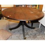 An oak circular top table, the top 120cm diameter.