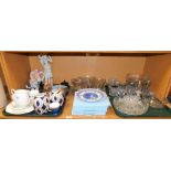 Various boxed Wedgwood cabinet plates, glassware, Continental bisque figure, Duchess part teawares,