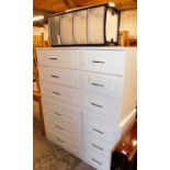 Various chests of drawers, a pair of three drawer bedroom chests, 76cm high, 76cm wide, 51cm deep, e