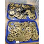 A large quantity of horse brasses. (2 trays)