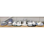 Various part tea and dinner wares, an Adams Crown porcelain vase pattern part dinner service, a Burl