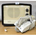 An Ekco Bakelite radio, and a 786 GPO telephone.