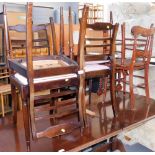 A set of four mahogany and ebony inlaid dining chairs, with drop in seats, etc. (a quantity) Lots 1