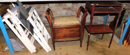 Two white painted director type chairs, a mahogany commode, etc. (a quantity)