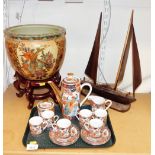 A Japanese part coffee service, to include coffee pot, 20cm high, coffee cans and saucers, an Orient