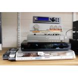 A Panasonic DVD recorder, DMR-EH60D, a Humax freesat plus box, FOXSAT-HDR, a digital video recorder,