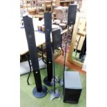 A pair of Sony tower speakers, SS-TSB119, various other Sony speakers, SS- TSB118, etc. (a quantity)