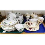 A Colclough Ivy Leaf pattern part tea and dinner service, and a Duchess part tea service. (2 trays)