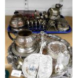 Plated wares, to include four division toast rack, novelty money banks, part cruet, trinket boxes, l