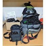 Various cameras, camera equipment, etc., to include a Panasonic digital camera, DMC-FZ5, camera case
