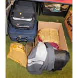 Various suitcases, gents clothing, etc., to include waistcoats, etc., various sizes. (a quantity)