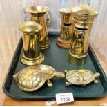 Brassware, to include three novelty postboxes, tortoise trinket boxes, etc.