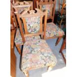 A set of three Victorian oak single dining chairs, with overstuffed back and seat. Lots 1501 to 1571