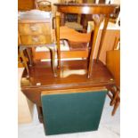 A group of furniture, to include an oak gate leg table, 77cm high, a walnut bedside table, with a ga