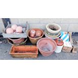Various plant pots, to include terracotta examples, stoneware jar, a rectangular terracotta planter,