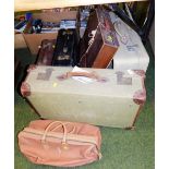 Various mid 20thC cases, a pressed leather case, later examples, etc. (a quantity)