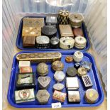 Various trinket boxes, pill boxes, etc., to include Eastern papier mache boxes, carved stone, Persia