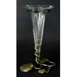 An Art Nouveau epergne, by Stuart and Sons, the trumpet glass centre, with raised oval green sectio