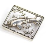 A Danish design plaque brooch, of rectangular shape formed with two dolphins after an Arno Malinowsk
