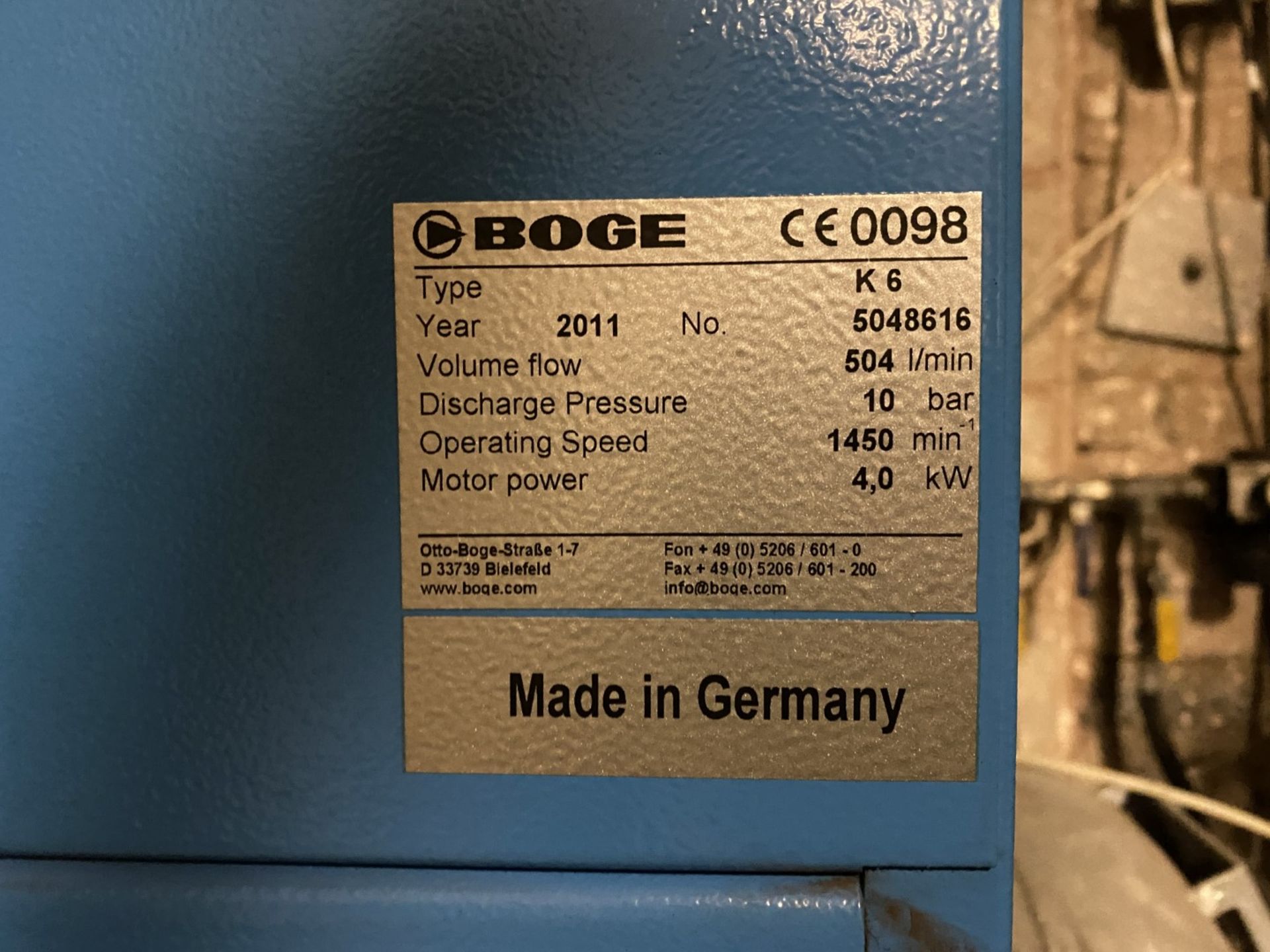 Boge K6 compressor, 9263 hours (not tested) - Image 3 of 19