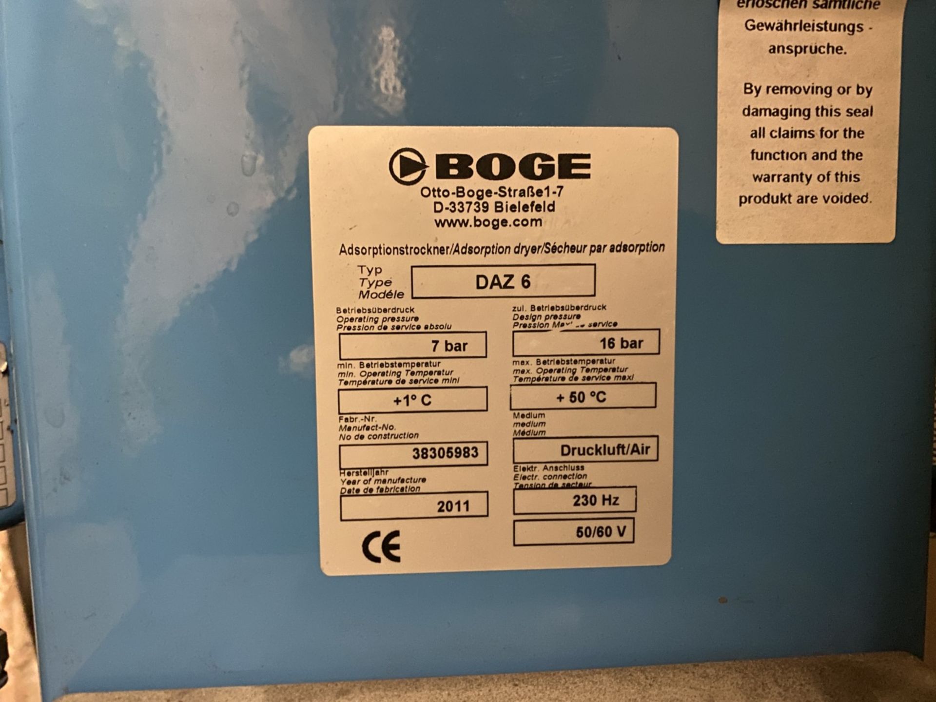 Boge K6 compressor, 9263 hours (not tested) - Image 7 of 19