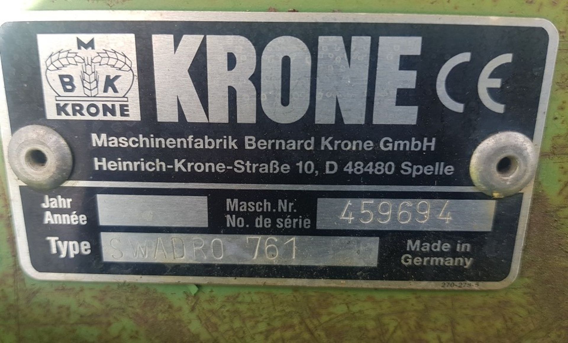 KRONE SWARDO 761 TWIN ROTA RAKE - Image 7 of 16