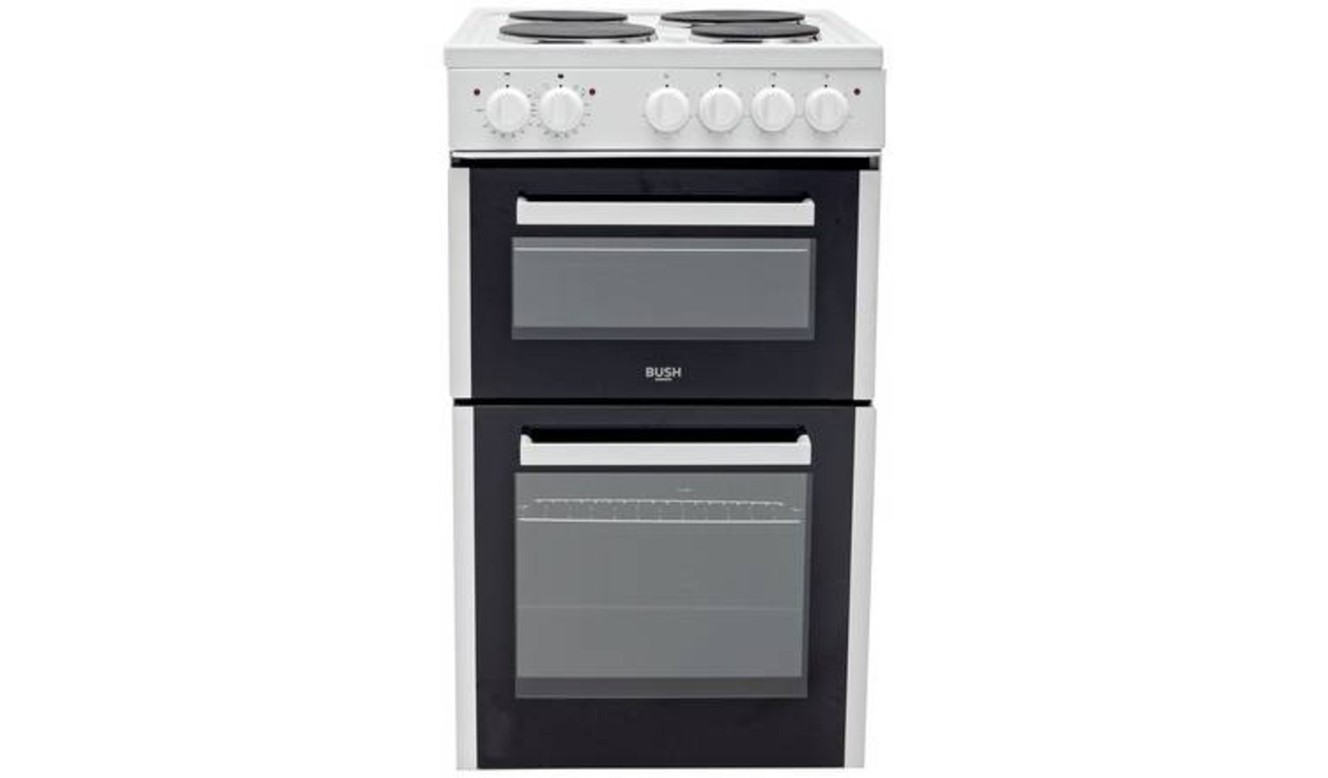 + VAT Grade A/B Bush BETAW50W 50cm Twin Cavity Electric Cooker - Oven 63 Litre Capacity - Solid