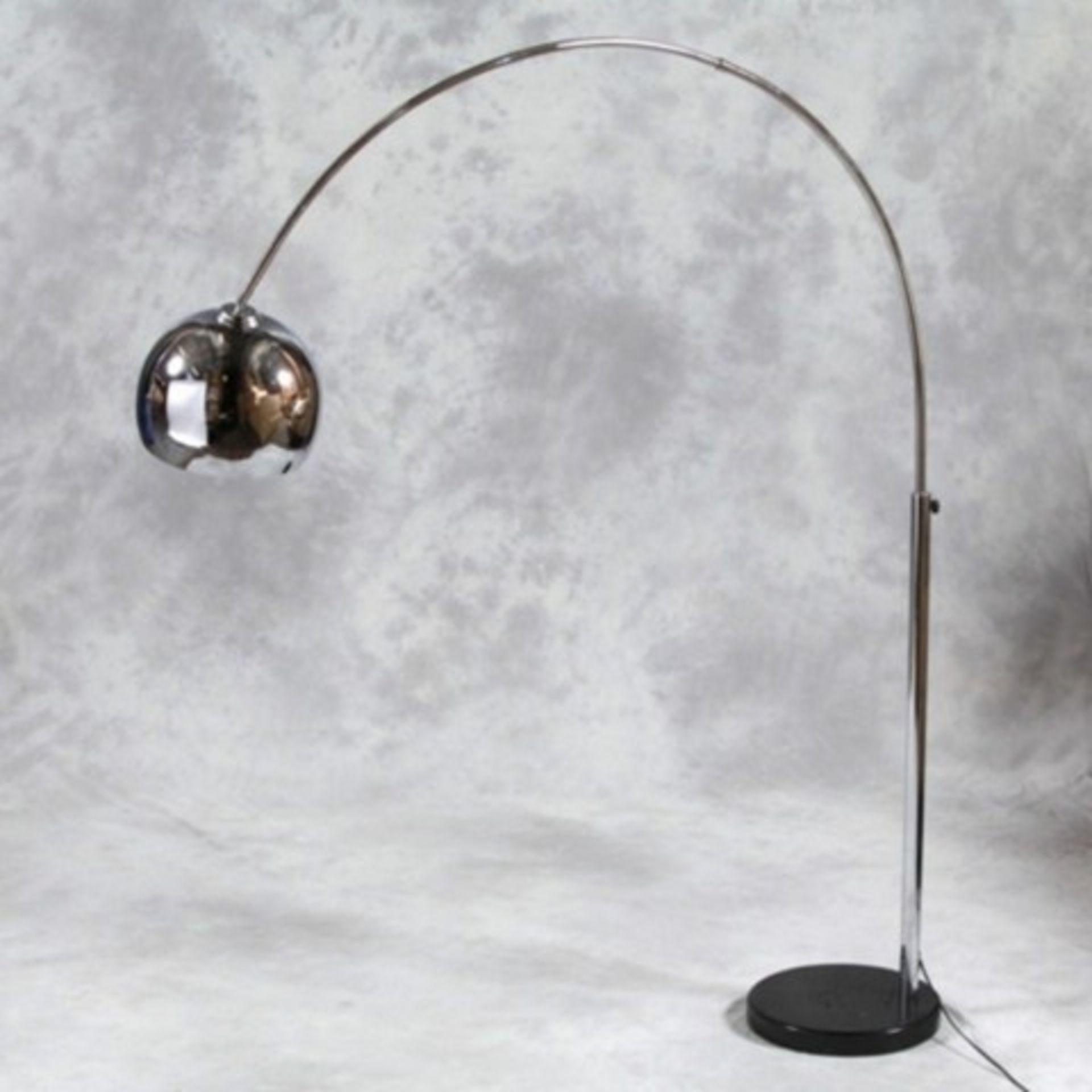 + VAT Brand New Chrome Arc Style Lamp With Black Marble Base