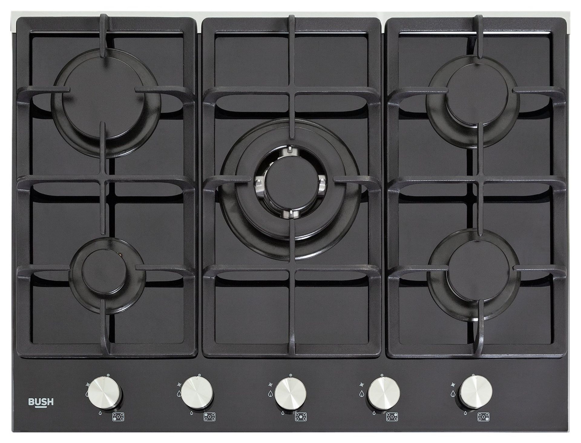 + VAT Grade A/B Bush B5BGHSS Gas Hob - Five Cooking Zones - Automatic Ignition - Front Mounted