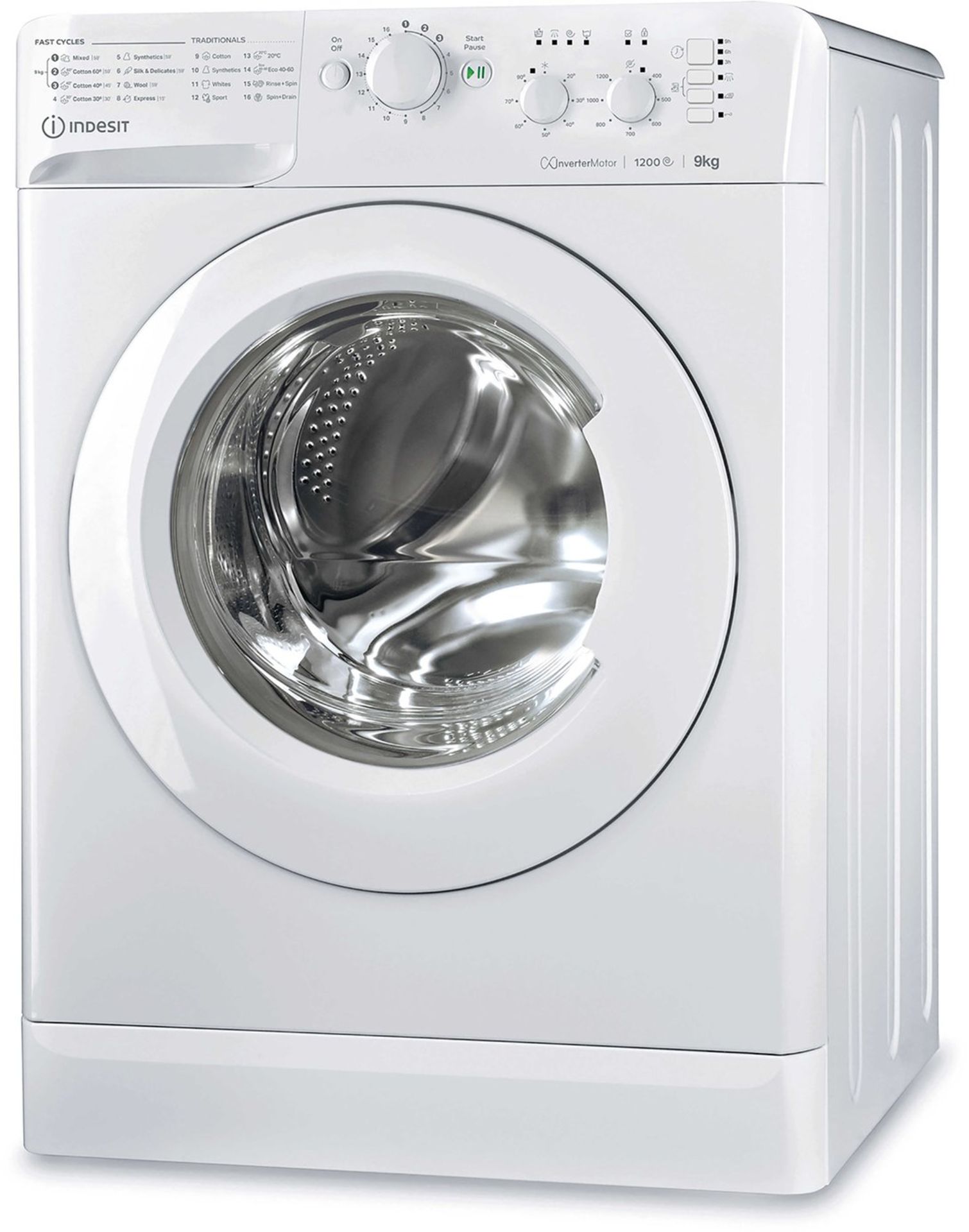 + VAT Grade C Indesit MTWC91282W Eco 9kg 1200 Spin Washing Machine - 30 Minute Quick Wash - A++