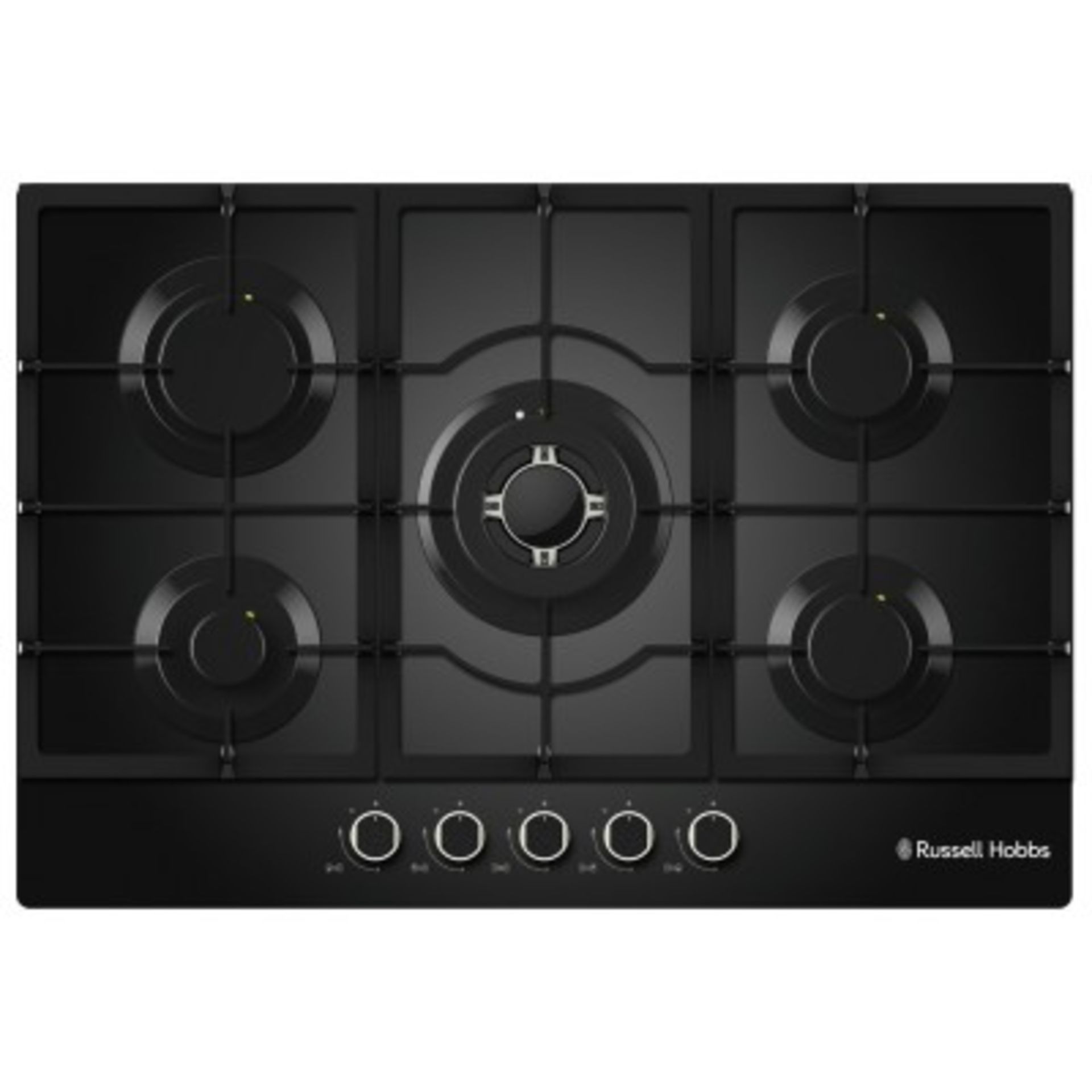 + VAT Grade A/B Russell Hobbs RH75GH602DS Midnight Collection Gas Hob - Five Cooking Areas -