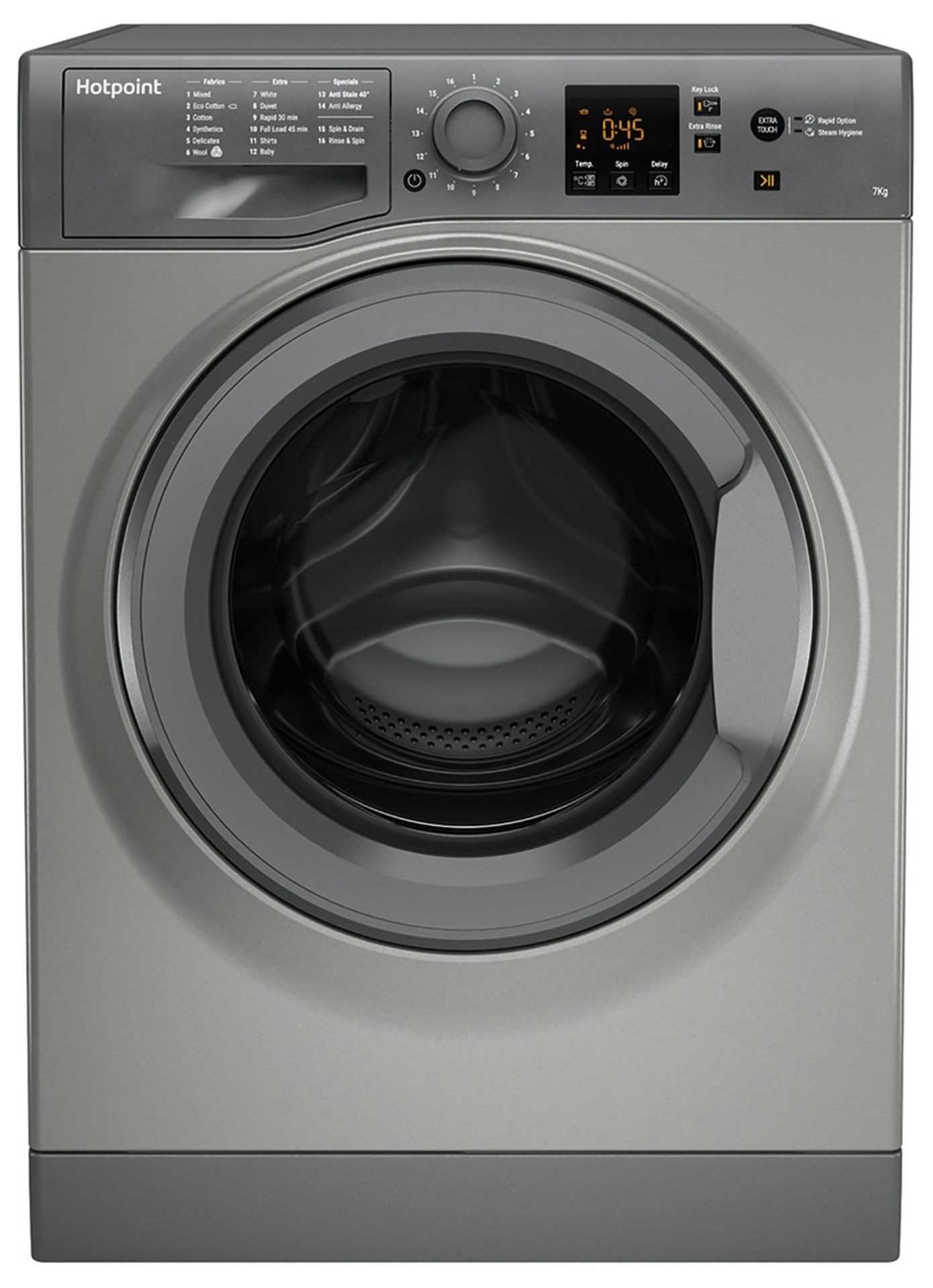 + VAT Grade A/B Hotpoint NSWM743UGG 7Kg 1400 Spin Washing Machine - 30 Minute Quick Wash - A+++