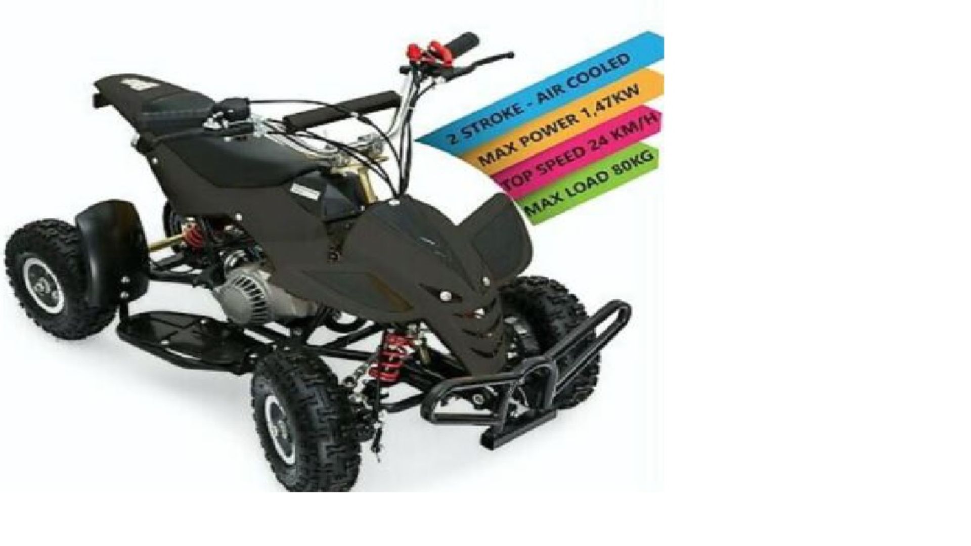 + VAT Brand New 49cc Hawk Mini Quad Bike - Colours May Vary - Full Front And Rear Suspension - Disk - Image 2 of 9