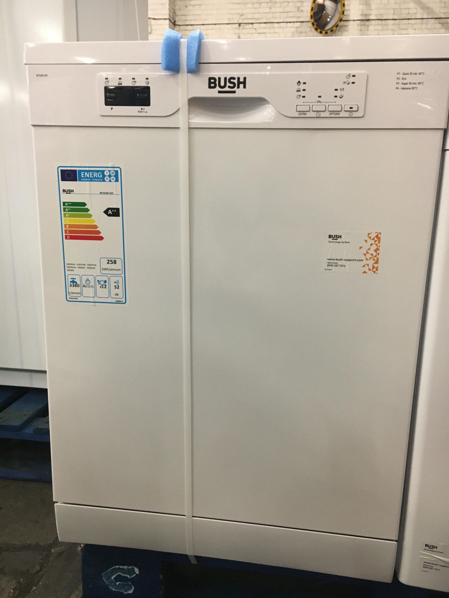+ VAT Grade A/B Bush BFSNB12W Full Size Dishwasher - A++ Energy Rating - ISP £189.99 (Argos)