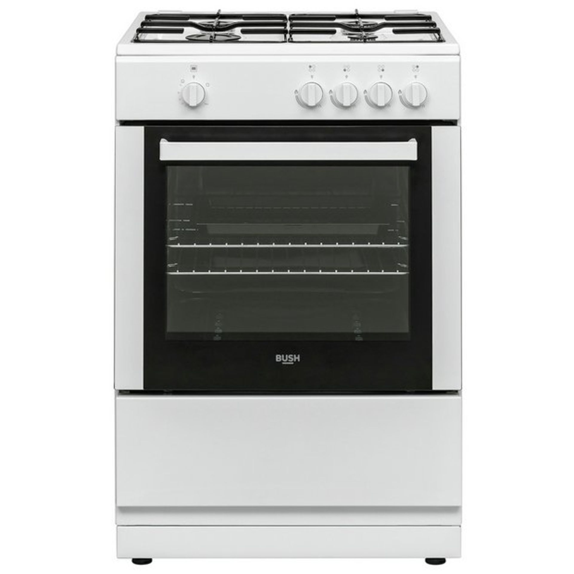 + VAT Grade A/B Bush BGC60SWX 60cm Single Gas Cooker - Main Oven 65 Litre Capacity - Four Gas