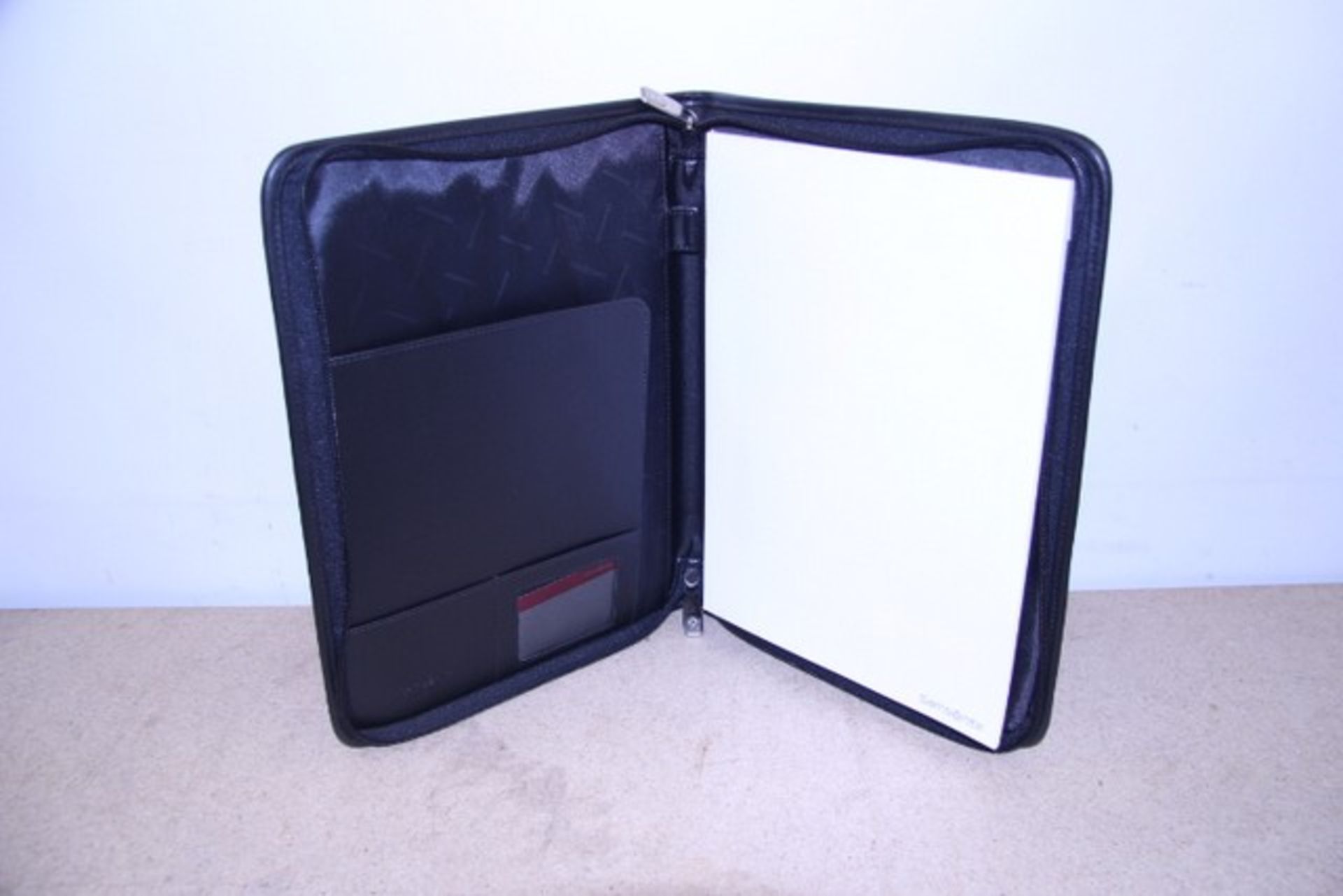 + VAT Brand New Samsonite Black Leather & Canvas Executive Folder With-Pen Pocket-Card Pockets-
