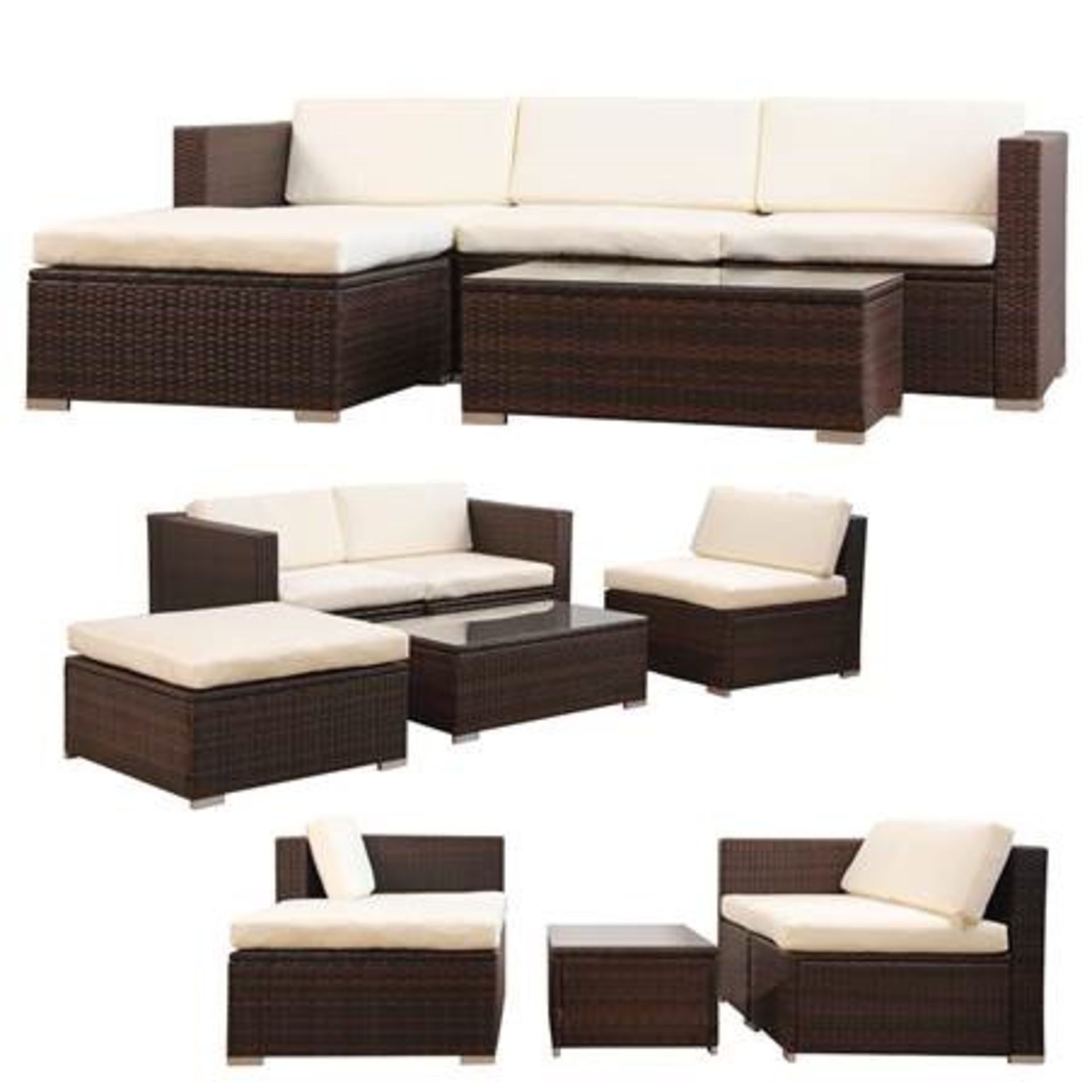 + VAT Brand New Chelsea Garden Company Modular Light Brown Rattan Corner Sofa Set With Ivory